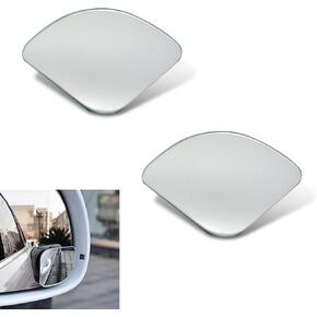 2 PCS Car Side Rearview Mirrors, Frame-less Blind Spot Mirror, Adjustable Wide Angle Mirrors, Self-adhesive Fan Shaped Decoration, Universal for Most Cars, Trucks, SUVs (Transparent)