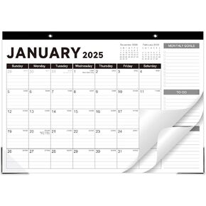2025 Desk Calendar - Desk Calendar 2025, Jan. 2025 - Dec. 2025, 17"x12" Desktop Calendar with Notes, Corner Protector, Ruled Blocks