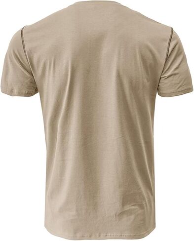 Men's Henley Shirt Lightweight Short Sleeve T-Shirt Casual Stylish Button Cotton Shirt in Saudi Arabia