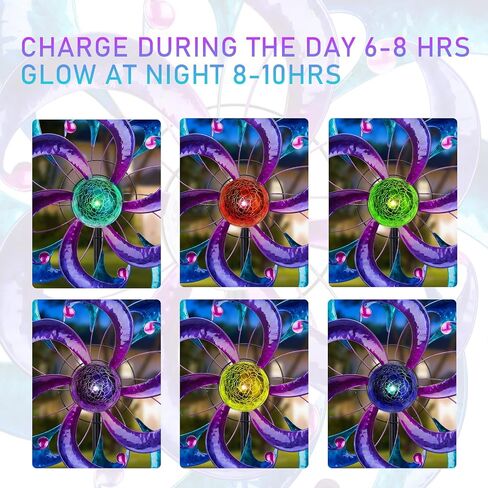 WONDER GARDEN Wind Spinners for Yard and Garden-Solar Wind Spinners - 61 Inch Wind Sculptures & Spinners with LED Changing Light Glass Ball for Garden Outdoor Decor in Saudi Arabia