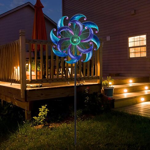 WONDER GARDEN Wind Spinners for Yard and Garden-Solar Wind Spinners - 61 Inch Wind Sculptures & Spinners with LED Changing Light Glass Ball for Garden Outdoor Decor in Saudi Arabia