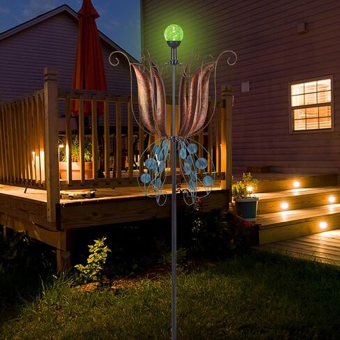 WONDER GARDEN Wind Spinners for Yard and Garden-Solar Wind Spinners - 61 Inch Wind Sculptures & Spinners with LED Changing Light Glass Ball for Garden Outdoor Decor in Saudi Arabia