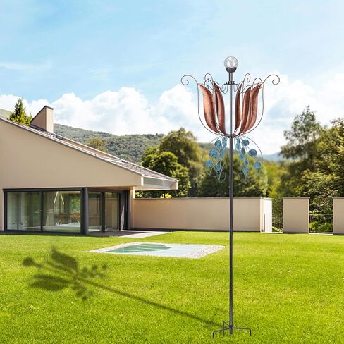 WONDER GARDEN Wind Spinners for Yard and Garden-Solar Wind Spinners - 61 Inch Wind Sculptures & Spinners with LED Changing Light Glass Ball for Garden Outdoor Decor in Saudi Arabia