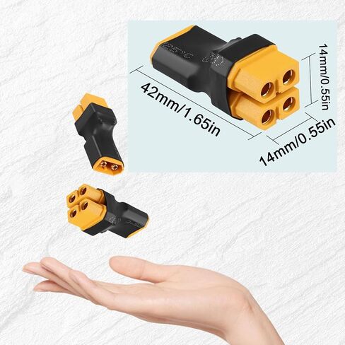 QIANRENON 1 in 2 XT60 Parallel Adapter ESC Splitter XT60 Male to 2 Female Y Shape Connector XT60 1 to 2 Lithium Battery ESC Plug, for Model Airplane RC Car Drone Quadcopter, 2 Pcs in Saudi Arabia