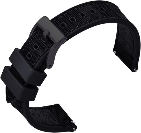 Premium Upgrades Soft Hybrid (Fkm/Fpm Rubber and Sailcloth) Watch Bands for Men,20mm 22mm Waterproof Quick Release Replacement Watch Straps,Silver/Black/Gold/Rose Gold Brushed Buckle in Kuwait