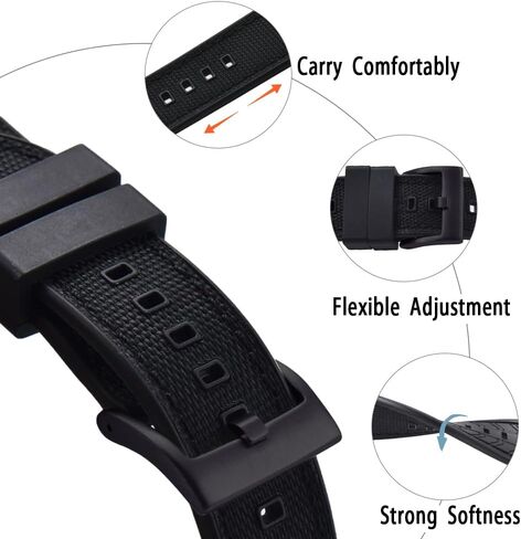 Premium Upgrades Soft Hybrid (Fkm/Fpm Rubber and Sailcloth) Watch Bands for Men,20mm 22mm Waterproof Quick Release Replacement Watch Straps,Silver/Black/Gold/Rose Gold Brushed Buckle in Kuwait