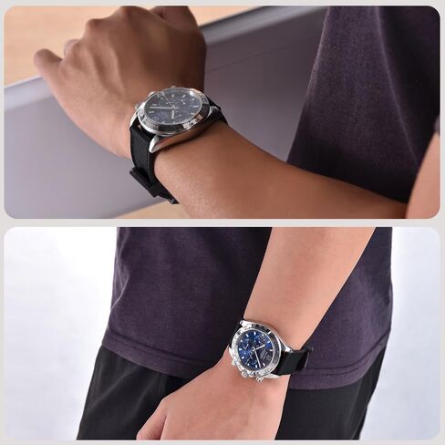 Premium Upgrades Soft Hybrid (Fkm/Fpm Rubber and Sailcloth) Watch Bands for Men,20mm 22mm Waterproof Quick Release Replacement Watch Straps,Silver/Black/Gold/Rose Gold Brushed Buckle in Kuwait