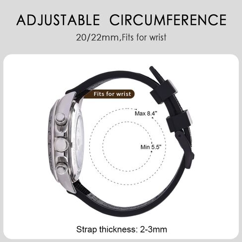 Premium Upgrades Soft Hybrid (Fkm/Fpm Rubber and Sailcloth) Watch Bands for Men,20mm 22mm Waterproof Quick Release Replacement Watch Straps,Silver/Black/Gold/Rose Gold Brushed Buckle in Kuwait