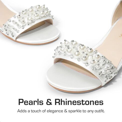 DREAM PAIRS صنادل الفتيات ذات الكعب المنخفض وحزام الكاحل فستان اللؤلؤ زهرة أحذية حفلات الزفاف للأطفال الصغار/الأطفال الكبار in Saudi Arabia