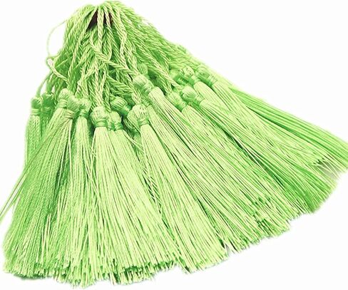 MSCFTFB 120 Pieces 5inch Silk Floss Tassels with Hang Loops Mini Tassels Mala Tassel Kits for Bookmarks Earring Dreamcatcher Jewerly Making Belt Clothing Curtain Decorations (Lime) in Saudi Arabia