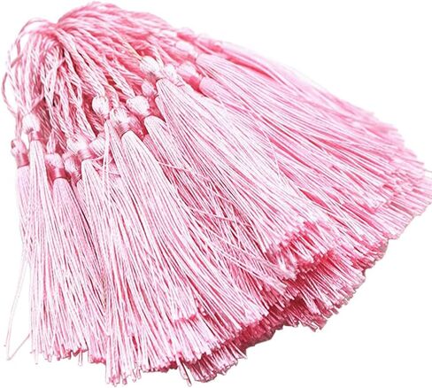 MSCFTFB 120 Pieces 5inch Silk Floss Tassels with Hang Loops Mini Tassels Mala Tassel Kits for Bookmarks Earring Dreamcatcher Jewerly Making Belt Clothing Curtain Decorations (Lime) in Saudi Arabia