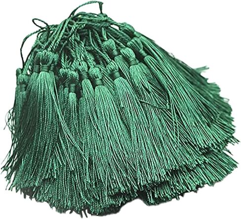MSCFTFB 120 Pieces 5inch Silk Floss Tassels with Hang Loops Mini Tassels Mala Tassel Kits for Bookmarks Earring Dreamcatcher Jewerly Making Belt Clothing Curtain Decorations (Lime) in Saudi Arabia