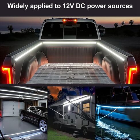 أضواء سرير شاحنة LED، 3 قطع 60 بوصة 12 فولت 6500 كيلو أمبير شريط أضواء مقاوم للماء COB أبيض مع مقسم فيوز شفرة التبديل، ملحقات رائعة لشاحنة بيك اب شاحنة التخييم SUV RV قارب in Saudi Arabia