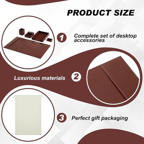 Leather Desk Pad Accessories Set Leather Desk Blotter Leather Desk Mat Protector Leather Desk Organizer with Side Rails Executive for Writing Office Home Workplace Desktop Supplies(Black) in Saudi Arabia
