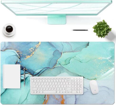 Large Mouse Pad, Desk Mat for Desktop, Dual Side PU Leather Waterproof Gaming Mousepad Desk Pad, Desk Protector Writing Pads Desk Accessories for Office and Home (B-Green Marble, 24''X14'') in Saudi Arabia