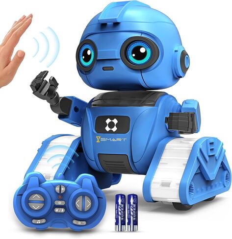 Robot Toys for Boys and Girls, Rechargeable Remote Control Robot with Auto-Demonstration, Light Projection, Dance Moves, Music, and Gesture Sensing –Toy Robot Gifts for 3,4,5,6 Year old Boys (Blue) in Saudi Arabia