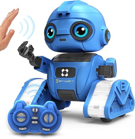 Robot Toys for Boys and Girls, Rechargeable Remote Control Robot with Auto-Demonstration, Light Projection, Dance Moves, Music, and Gesture Sensing –Toy Robot Gifts for 3,4,5,6 Year old Boys (Blue) in Saudi Arabia