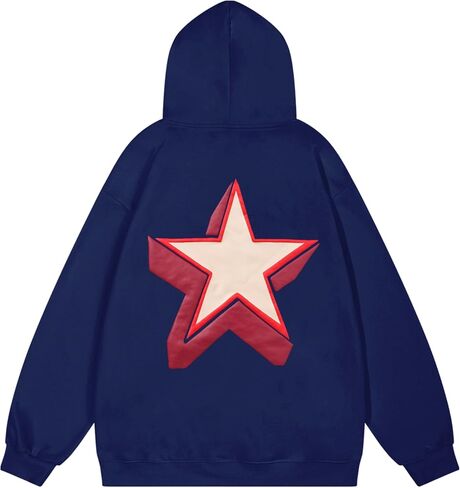 Aelfric Eden Womens Oversized Star Graphic Hoodies Fashion Long Sleeve Hoodie Pullover Hooded Sweatshirt Unisex in Saudi Arabia
