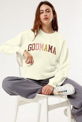 BANGELY In My Godmother Era Sweatshirt Women Funny Christian Sweater Godmother Proposal Gifts Casual Crewneck Long Sleeve Top in Saudi Arabia