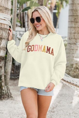 BANGELY In My Godmother Era Sweatshirt Women Funny Christian Sweater Godmother Proposal Gifts Casual Crewneck Long Sleeve Top in Saudi Arabia