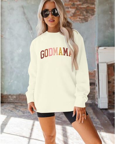 BANGELY In My Godmother Era Sweatshirt Women Funny Christian Sweater Godmother Proposal Gifts Casual Crewneck Long Sleeve Top in Saudi Arabia