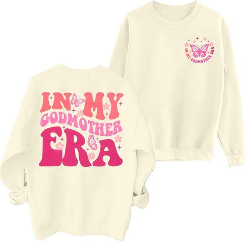 BANGELY In My Godmother Era Sweatshirt Women Funny Christian Sweater Godmother Proposal Gifts Casual Crewneck Long Sleeve Top in Saudi Arabia