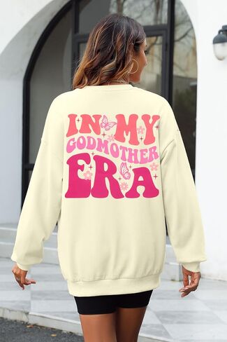 BANGELY In My Godmother Era Sweatshirt Women Funny Christian Sweater Godmother Proposal Gifts Casual Crewneck Long Sleeve Top in Saudi Arabia