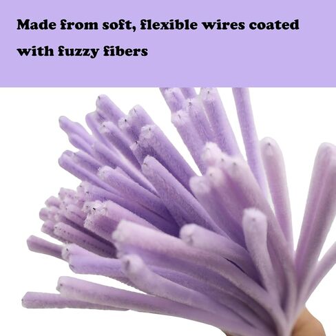 Apedoixy 200 قطعة من منظفات الأنابيب الحرفية السائبة 2 ألوان متنوعة، 6 مم × 12 بوصة سميكة عصي جذعية من الشانيل الغامض لتزيين المشاريع الفنية اليدوية (أرجواني فاتح، أرجواني فاتح) in Kuwait