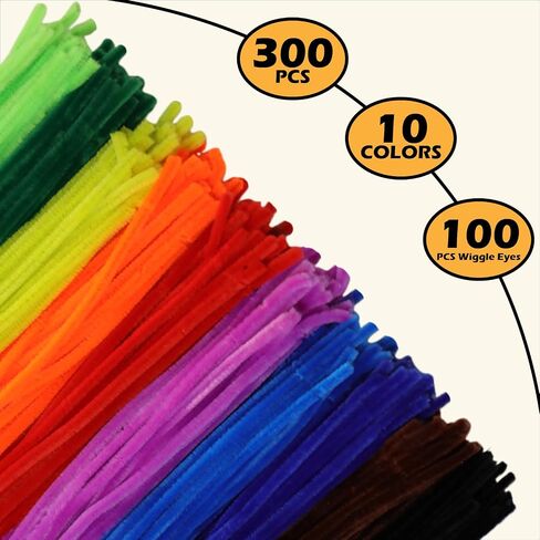 مجموعة منظف أنابيب ألوان الماكارون - 300 قطعة، سيقان شانيل سميكة منفوش للفنون والحرف اليدوية، مثالية لصنع الحيوانات والزهور والديكورات الاحتفالية (12 بوصة × 0.24 بوصة) in Saudi Arabia