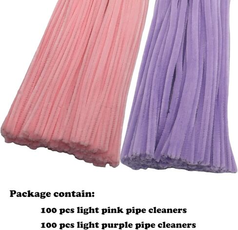 Apedoixy 200 قطعة من منظفات الأنابيب الحرفية السائبة 2 ألوان متنوعة، 6 مم × 12 بوصة سميكة عصي جذعية من الشانيل الغامض لتزيين المشاريع الفنية اليدوية (أرجواني فاتح، أرجواني فاتح) in Kuwait