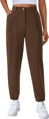 PRETTYGARDEN Women's Dressy Casual Pants Elastic High Waisted Work Office Corduroy Trouser Slacks with Pockets in Saudi Arabia