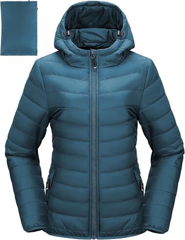 33,000ft Women's Hooded Packable Puffer Jacket Lightweight Warm Puffy Quilted Winter Coat in Kuwait