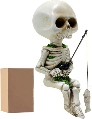 Halloween Skeleton Fishing Decorations, Mini Outdoor Skeleton Halloween Decor, Funny Halloween Desk Decorations for Garden Pond Decor in Saudi Arabia