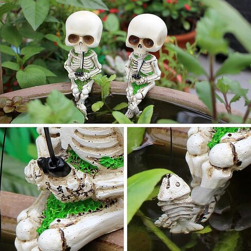 Halloween Skeleton Fishing Decorations, Mini Outdoor Skeleton Halloween Decor, Funny Halloween Desk Decorations for Garden Pond Decor in Saudi Arabia