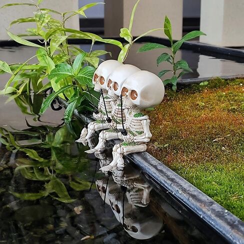 Halloween Skeleton Fishing Decorations, Mini Outdoor Skeleton Halloween Decor, Funny Halloween Desk Decorations for Garden Pond Decor in Saudi Arabia