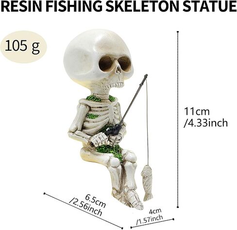 Halloween Skeleton Fishing Decorations, Mini Outdoor Skeleton Halloween Decor, Funny Halloween Desk Decorations for Garden Pond Decor in Saudi Arabia