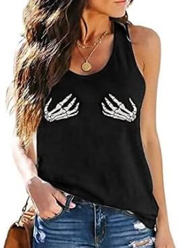 Skull Shirts for Women Gothic Skeleton Tshirts Halloween Funny Floral Skull Graphic Tee in Saudi Arabia