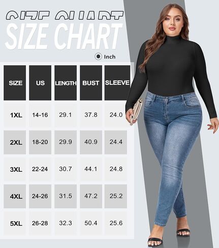 COOTRY Women's Plus Size Mock Turtle Neck Bodysuit Long Sleeve Basic Tops in Kuwait