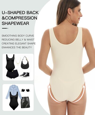 Shapewear Bodysuits for Women,Tummy Control,Waist Trainer,Round Neck,Shaping Compression Body Shaper S-XL in Saudi Arabia
