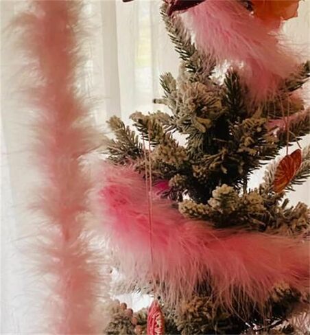 2 Yards Marabou Feather Boa for DIY Craft Sewing Clothing Trim Wedding Party Home Halloween Christmas Costume Decoration (Pink) in Saudi Arabia
