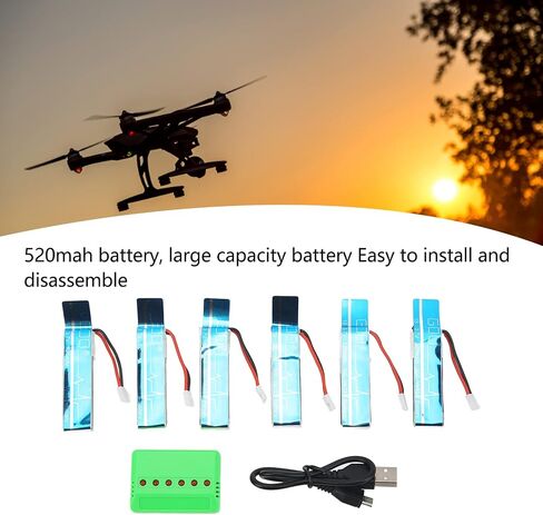 SUNGOOYUE RC Helicopter Lithium Battery with Charger, 3.7V 520mAh 30C Battery Helicopter Spare Parts for Wltoys XK K110S Remote Control Helicopter in Saudi Arabia