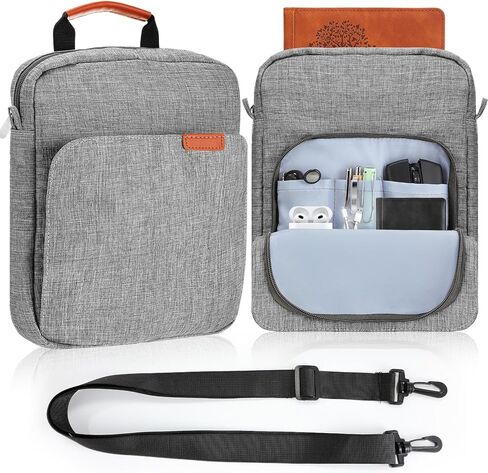 حافظة كتب رمادية مع سحاب وحزام كتف، حقيبة كتب بمقبض مقاس 11 × 9 حقيبة حمل كتب وحقيبة حماية للكتاب وغطاء متعدد الجيوب بغلاف مقوى وقلم دفتر الملاحظات هدية لمحبي الكتب in Kuwait