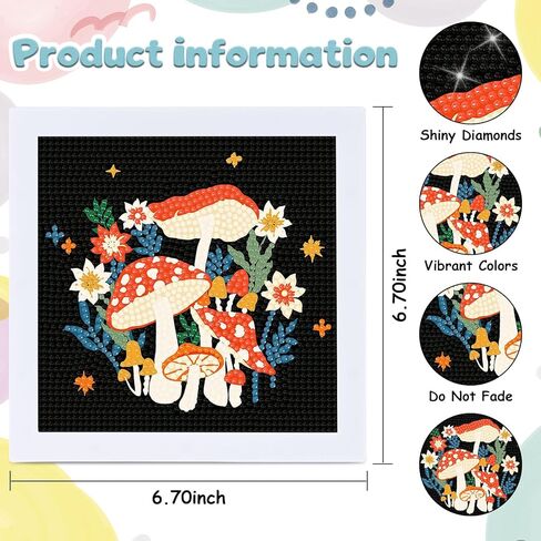 Anseal Cute Diamond Art Kits,DIY Painting Art for Kids with Wooden Frame Art and Crafts Ages 6-8-10-12, Diamond Arts and Cafts Sets for Kids and Adult Beginners Home Wall Decoration (Flower) in Kuwait