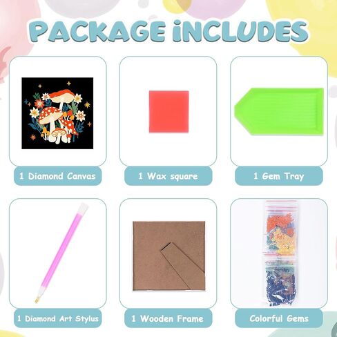 Anseal Cute Diamond Art Kits,DIY Painting Art for Kids with Wooden Frame Art and Crafts Ages 6-8-10-12, Diamond Arts and Cafts Sets for Kids and Adult Beginners Home Wall Decoration (Flower) in Kuwait