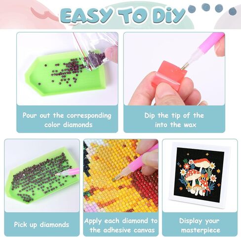 Anseal Cute Diamond Art Kits,DIY Painting Art for Kids with Wooden Frame Art and Crafts Ages 6-8-10-12, Diamond Arts and Cafts Sets for Kids and Adult Beginners Home Wall Decoration (Flower) in Kuwait