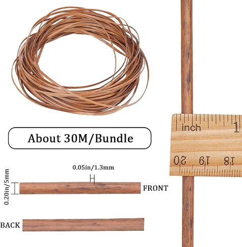 GORGECRAFT 5mm x 30m Rattan Repair Kit Weave Material Plastic Flat Basket Wicker Weaving Reed Synthetic Rattan Woven Knit Furniture Plastic Cane Fix Knit Vinyl for Garden Patio Chair Sofa Box Camel in Kuwait