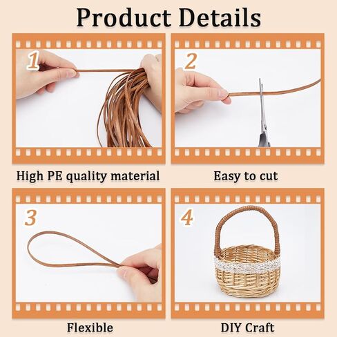 GORGECRAFT 5mm x 30m Rattan Repair Kit Weave Material Plastic Flat Basket Wicker Weaving Reed Synthetic Rattan Woven Knit Furniture Plastic Cane Fix Knit Vinyl for Garden Patio Chair Sofa Box Camel in Kuwait