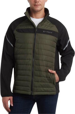 Spyder Men's Softshell Jacket - Insulated Quilted Puffer Jacket with Softshell Sleeves - Cozy Winter Jacket for Men (S-XL) in Saudi Arabia