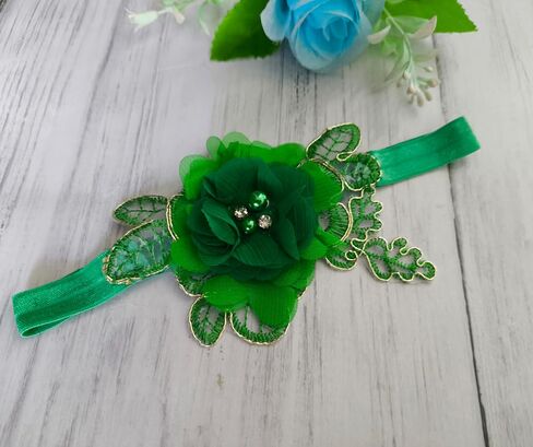 Wedding Garters for Bride/Single Garter for Bride/Halloween Garters for Bride/Pearl Garters for Bride W011 (Green) in Saudi Arabia