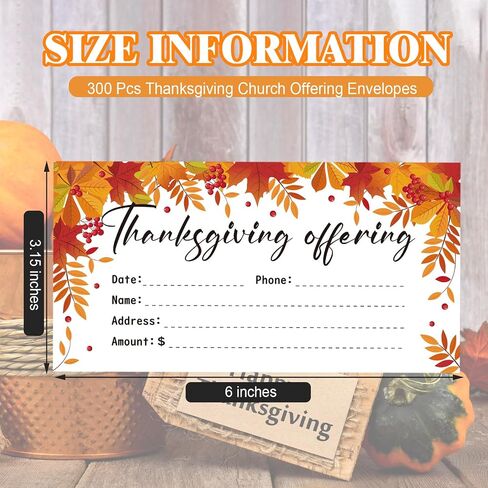 Qilery 300 Pcs Thanksgiving Church Offering Envelopes Church Supplies 6 x 3.15 Inches Tithes and Offering Envelopes for Church Autumn Leaves Business Mailing Envelopes for Church Donations Occasions in Saudi Arabia